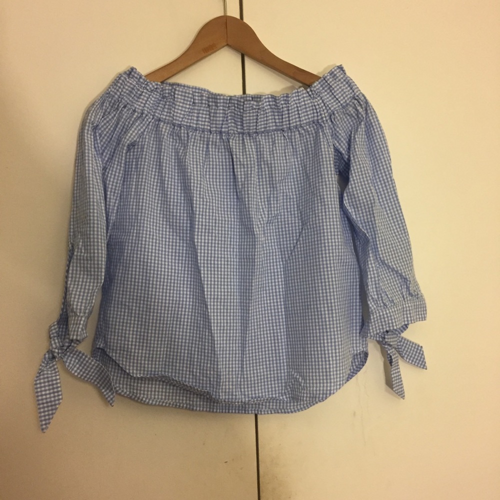 H&M Gingham Off the Shoulder Top